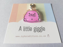 Load image into Gallery viewer, A little giggle stitch marker, cute positive charm, friendship, friend, funny supportive, happy recycled acrylic
