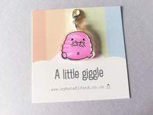 Load image into Gallery viewer, A little giggle stitch marker, cute positive charm, friendship, friend, funny supportive, happy recycled acrylic
