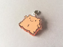 Load image into Gallery viewer, A fuzzy feeling stitch marker, cute positive charm, friendship, positivity, love, happiness recycled acrylic
