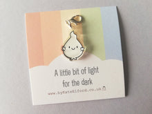 Load image into Gallery viewer, A little bit of light for the dark stitch marker, cute positive charm, care and positivity, recycled acrylic
