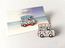 Load image into Gallery viewer, Seconds - Penguin ice cream van enamel pin, road trip, Wilf penguin badge
