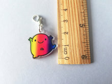 Load image into Gallery viewer, A little splodge of rainbow stitch marker, cute positive charm, happy recycled acrylic
