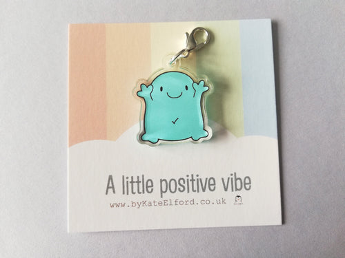 A positive vibe stitch marker, cute positive charm, friendship, positivity, supportive, care, recycled acrylic