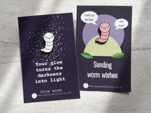 Load image into Gallery viewer, Glow worm enamel pin, cute glow in the dark positive brooch, supportive gift, darkness into light
