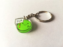 Load image into Gallery viewer, Ha pea, Pea of positivity mini recycled keyring
