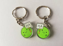 Load image into Gallery viewer, Ha pea, Pea of positivity mini recycled keyring
