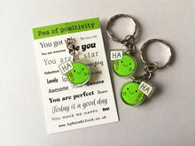 Load image into Gallery viewer, Ha pea, Pea of positivity mini recycled keyring
