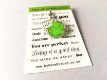 Load image into Gallery viewer, Ha pea, Pea of positivity mini recycled keyring
