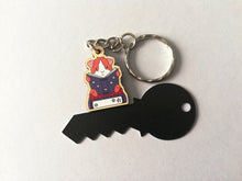 Load image into Gallery viewer, Mini guinea pig reading a book keyring, small wooden key fob, ethically sourced wood, guinea pig and books key chain, bag charm
