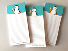 Load image into Gallery viewer, Penguin shopping list notepad. Go bananas, write a list, DL jotter pad
