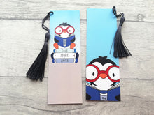 Load image into Gallery viewer, Penguins bookmark, one more page, page marker, bookmark gift, book lover, optional tassel
