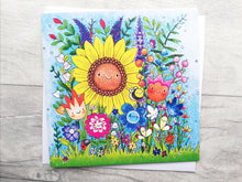 Load image into Gallery viewer, Happy flower card, blank for any occasion, happy birthday, thank you, just to say. Flower garden
