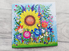 Load image into Gallery viewer, Happy flower card, blank for any occasion, happy birthday, thank you, just to say. Flower garden
