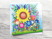 Load image into Gallery viewer, Happy flower card, blank for any occasion, happy birthday, thank you, just to say. Flower garden
