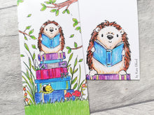 Load image into Gallery viewer, Hedgehog bookmark, page marker, bookmark gift, bumble bee, optional tassel
