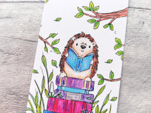 Load image into Gallery viewer, Hedgehog bookmark, page marker, bookmark gift, bumble bee, optional tassel
