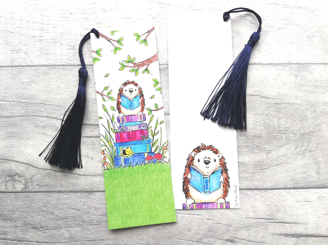 Hedgehog bookmark, page marker, bookmark gift, bumble bee, optional tassel