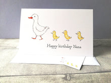 Load image into Gallery viewer, Nana birthday card, happy birthday duck and ducklings card
