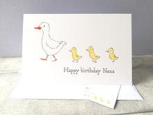 Load image into Gallery viewer, Nana birthday card, happy birthday duck and ducklings card
