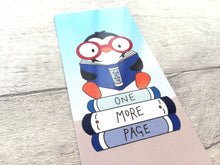 Load image into Gallery viewer, Penguins bookmark, one more page, page marker, bookmark gift, book lover, optional tassel
