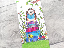 Load image into Gallery viewer, Hedgehog bookmark, page marker, bookmark gift, bumble bee, optional tassel
