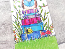 Load image into Gallery viewer, Hedgehog bookmark, page marker, bookmark gift, bumble bee, optional tassel
