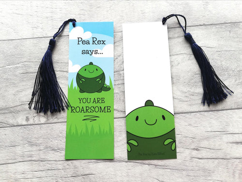 Pea bookmark, you are roarsome, page marker, dinosaur gift, book lover, optional tassel