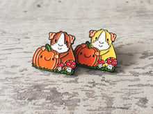 Load image into Gallery viewer, Guinea pig and pumpkin enamel pin
