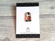 Load image into Gallery viewer, Penguin and pumpkin wooden pin
