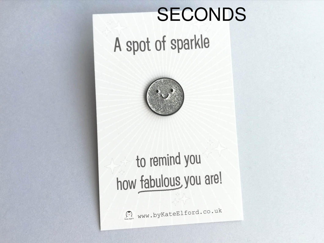 Seconds - A spot of sparkle pin, mini enamel pin, cute happy positive gift