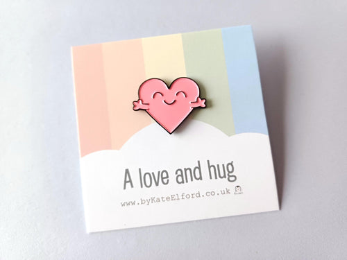 A love and hug enamel pin