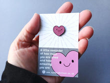 Load image into Gallery viewer, Pink Heart Enamel Pin: A Reminder of How Loved And, Amazing You Are Gift
