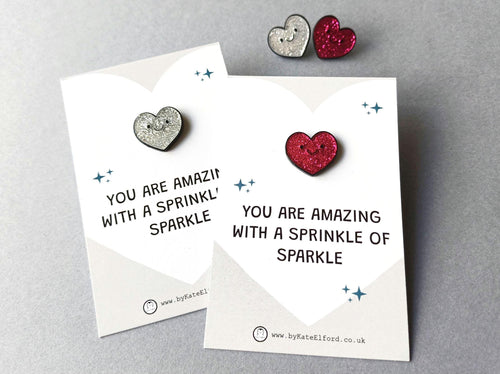 Mini Heart Enamel Pin: You Are Amazing, With A Sprinkle of Sparkle Enamel Pin