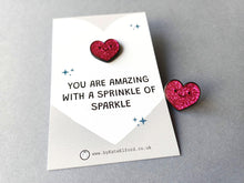 Load image into Gallery viewer, Mini Heart Enamel Pin: You Are Amazing, With A Sprinkle of Sparkle Enamel Pin
