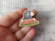 Load image into Gallery viewer, Little wooden mole magnet - Wooden magnet - Small wooden magnet - Responsibly sourced wood - Unique wooden gift - Decorative fridge magnet
