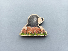 Load image into Gallery viewer, Little wooden mole magnet - Wooden magnet - Small wooden magnet - Responsibly sourced wood - Unique wooden gift - Decorative fridge magnet
