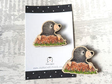 Load image into Gallery viewer, Little wooden mole magnet - Wooden magnet - Small wooden magnet - Responsibly sourced wood - Unique wooden gift - Decorative fridge magnet
