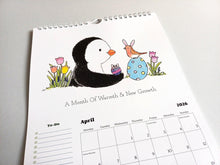 Load image into Gallery viewer, 2026 penguin and robin A4 wall calendar - A4 Wall Calendar - Spiral Binding Calendar - Vertical Hanging Calendar - Penguin And Robin Design
