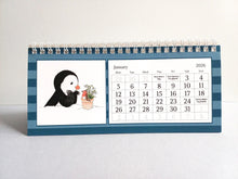 Load image into Gallery viewer, 2026 penguin and robin desk calendar - small desk calendar - free standing calendar - calendar to view - penguin and robin calendar
