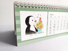 Load image into Gallery viewer, 2026 penguin and robin desk calendar - small desk calendar - free standing calendar - calendar to view - penguin and robin calendar
