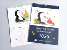 Load image into Gallery viewer, 2026 penguin and robin A4 wall calendar - A4 Wall Calendar - Spiral Binding Calendar - Vertical Hanging Calendar - Penguin And Robin Design

