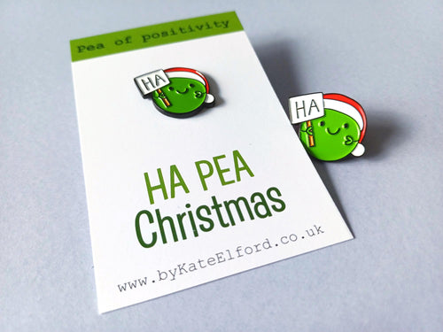 Ha pea Christmas, pea of positivity enamel pin - Pea Enamel Pin - Positive Words Display Card - Minor Flaws Enamel Pin - Wearable Enamel Pin