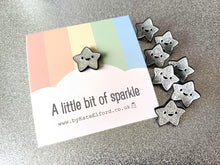 Load image into Gallery viewer, A little bit of sparkle tiny star enamel pin - Silver glittery star enamel pin - Cute enamel pin for friends - Mental health awareness gift
