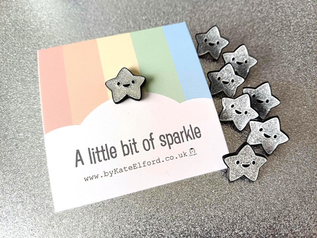 A little bit of sparkle tiny star enamel pin - Silver glittery star enamel pin - Cute enamel pin for friends - Mental health awareness gift