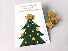 Load image into Gallery viewer, Christmas star enamel pin, tiny gold glitter star - Tiny gold star pin - Christmas gift for friend - Small pin with rubber clutch

