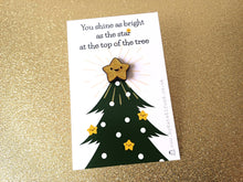 Load image into Gallery viewer, Christmas star enamel pin, tiny gold glitter star - Tiny gold star pin - Christmas gift for friend - Small pin with rubber clutch
