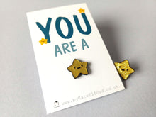 Load image into Gallery viewer, You are a star glitter enamel pin, cute tiny gold star
