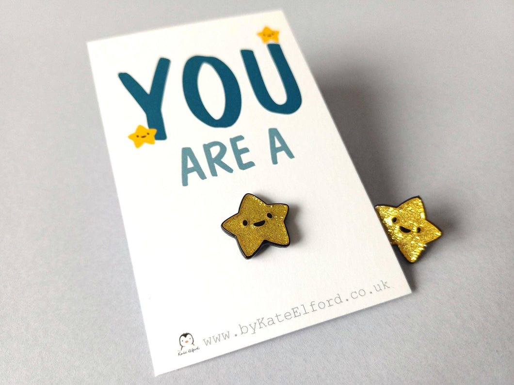 You are a star glitter enamel pin, cute tiny gold star