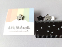Load image into Gallery viewer, A little bit of sparkle tiny star enamel pin - Silver glittery star enamel pin - Cute enamel pin for friends - Mental health awareness gift
