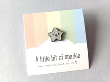 Load image into Gallery viewer, A little bit of sparkle tiny star enamel pin - Silver glittery star enamel pin - Cute enamel pin for friends - Mental health awareness gift
